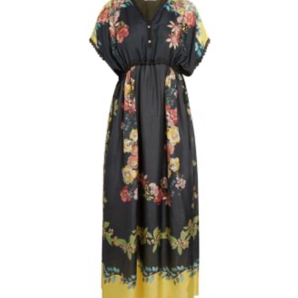 Johnny Was Black Floral Maxi Dress